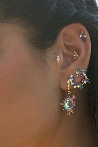 Brinco Cira Prata banhada a ouro amarelo e zircões