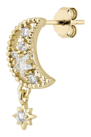 Brinco Lua Prata banhada a ouro amarelo e zircões