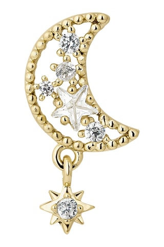 Brinco Lua Prata banhada a ouro amarelo e zircões