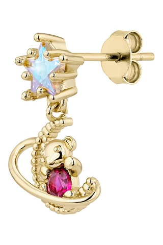 Brincos Pink Galaxy Prata banhada a ouro amarelo