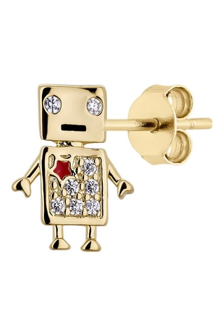 Brincos Robot - Prata banhada a ouro amarelo