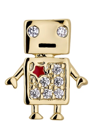 Brincos Robot - Prata banhada a ouro amarelo
