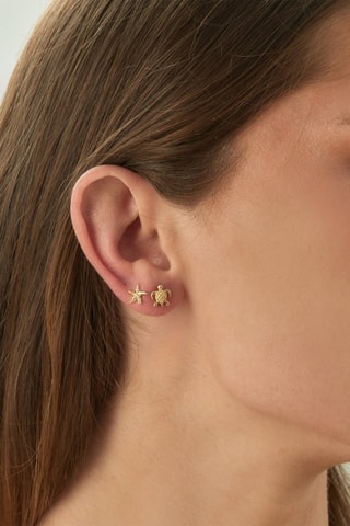 Boucles d'oreilles asymétriques Argent plaqué or jaune