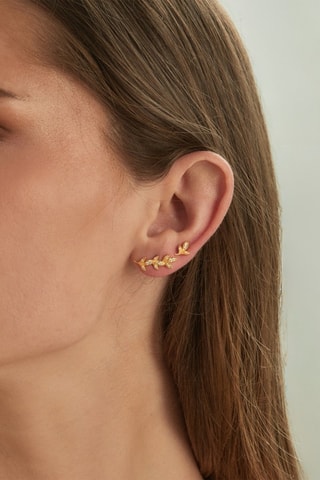 Brincos assimétricos Prata banhada a ouro amarelo