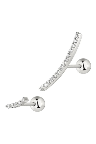 Brincos assimétricos Sena - 
Prata e zircões