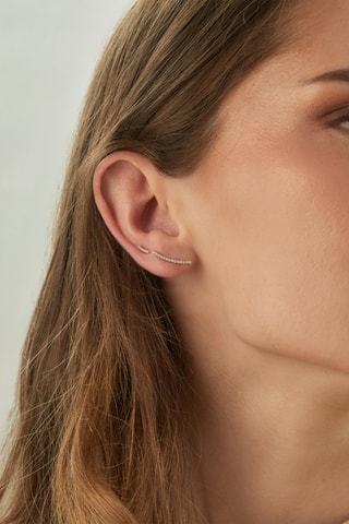 Brincos assimétricos Sena - 
Prata e zircões