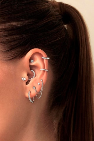 Earcuff Prata  e zircões