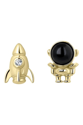 Brincos assimétricos Space Odyssey - Prata banhada a ouro amarelo, zircão e ágata