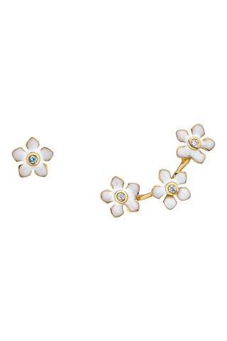 Brincos assimétricos - 
Prata  banhada a ouro amarelo e zircões