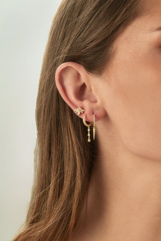 Boucle d'oreille - Argent plaqué or jaune et zircons