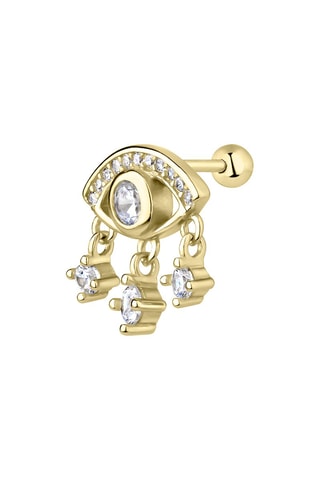 Boucle d'oreille Sirin - Argent plaqué or jaune et zircons