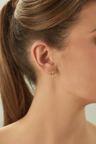Boucle d'oreille Sirin - Argent plaqué or jaune et zircons