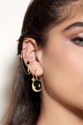 Brincos assimétricos Eternity - Prata banhada a ouro amarelo e zircões