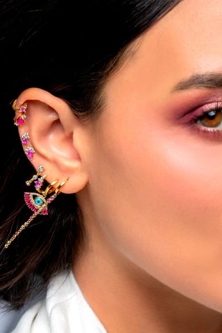 Brinco Kavya Drop Prata banhada a ouro amarelo e zircões