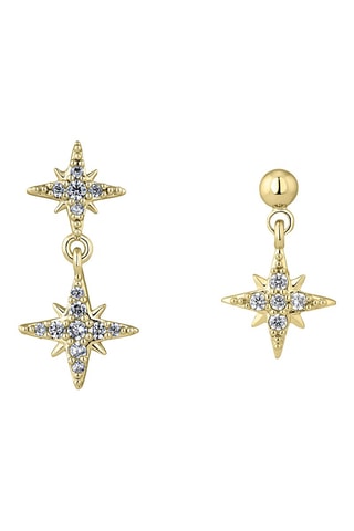 Boucles d'oreilles asymétriques Flare Star - Argent plaqué or jaune