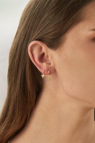 Boucles d'oreilles asymétriques Flare Star - Argent plaqué or jaune