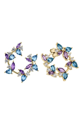 Brincos assimétricos Alana - Prata banhada a ouro amarelo, zircões e espinelas