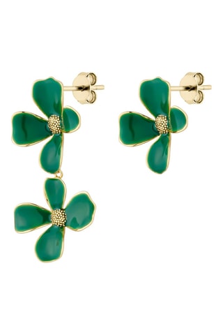 Brincos assimétricos Floral - Prata banhada a ouro amarelo