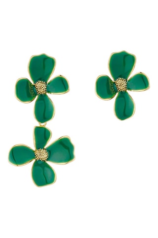 Brincos assimétricos Floral - Prata banhada a ouro amarelo