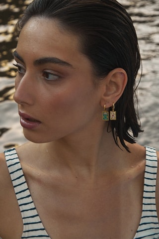 Brincos Tarot La Empresa - Prata banhada a ouro amarelo