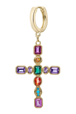 Piercing Crystal Cross - Prata banhada a ouro amarelo e zircões