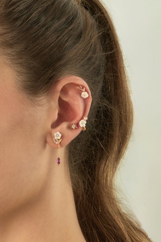 Boucle d'oreille - Argent plaqué or jaune et nacre