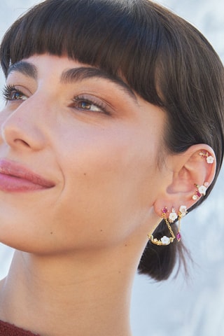 Boucle d'oreille - Argent plaqué or jaune et nacre