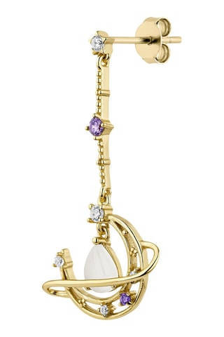 Brinco Candy Orbit - 
Prata folheada a ouro amarelo, zircões, ametistas e ágata branca