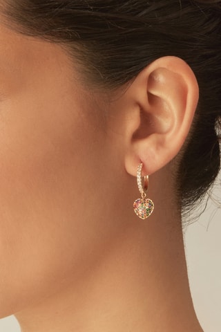 Piercing Aro Rainbow Heart - Prata banhada a ouro amarelo