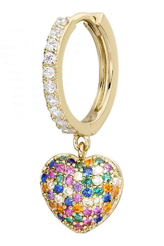 Piercing Aro Rainbow Heart - Prata banhada a ouro amarelo