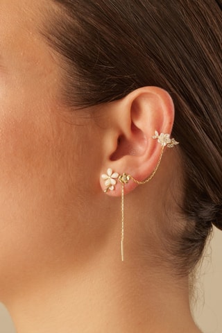 Brinco Églantine - Prata banhada a ouro amarelo e madrepérola