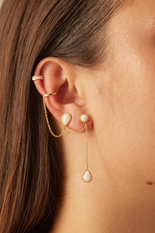 Piercing Aro Dina - Prata banhada a ouro amarelo e madrepérola