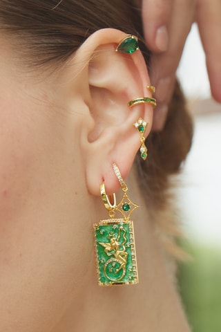 Earcuff Sabah - Prata banhada a ouro amarelo e espinelas