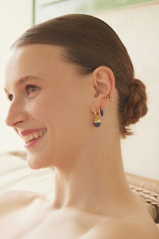 Piercing Schia - Prata banhada a ouro amarelo e lápis-lazúli