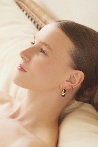 Piercing Schia - Prata banhada a ouro amarelo e lápis-lazúli