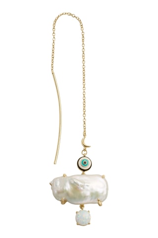 Brinco Shinju - Opalas e olho turco