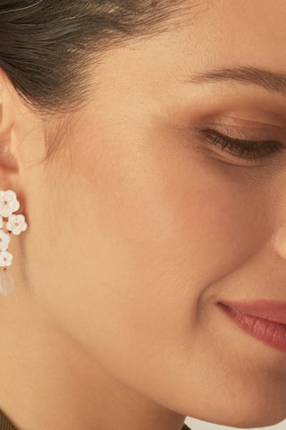 Brincos - Prata banhada a ouro rosa, madrepérolas e quartzo rosa