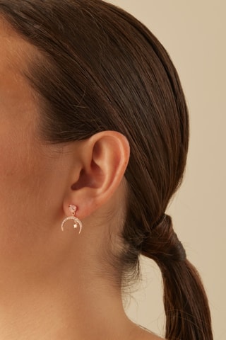 Piercing Oksana - Prata banhada a ouro rosa e olho de gato