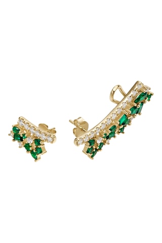 Brincos Ayana - Prata banhada a ouro amarelo, diamantes e esmeraldas