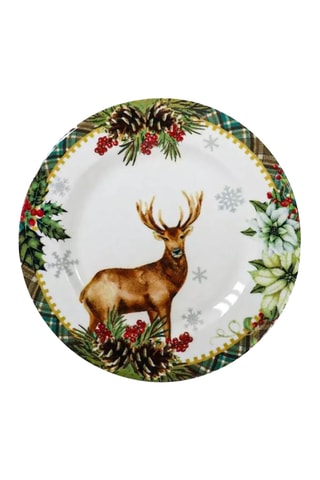 6 assiettes plates en porcelaine - 25 x 25 x 2 cm