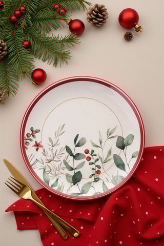 6 assiettes plates en céramique - 25,5 cm