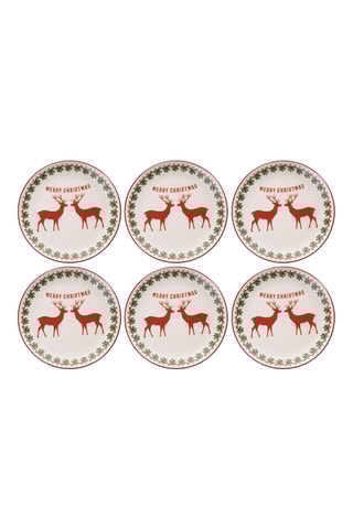 6 assiettes plates en céramique - 25,5 cm