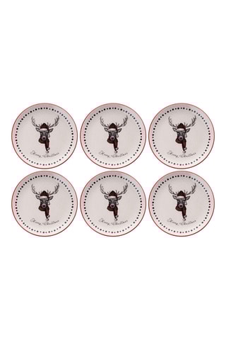 6 assiettes plates en céramique - 25,5 cm