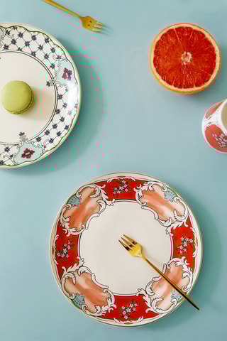 6 assiettes plates en porcelaine - 20 cm