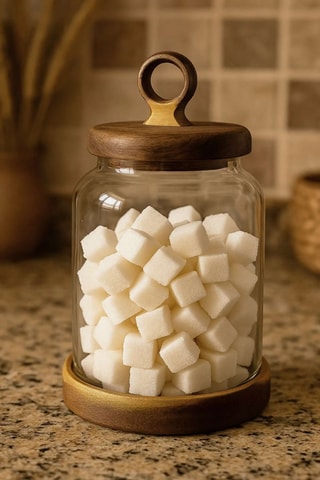 Pot en bois - 12 x 12 x 21 cm