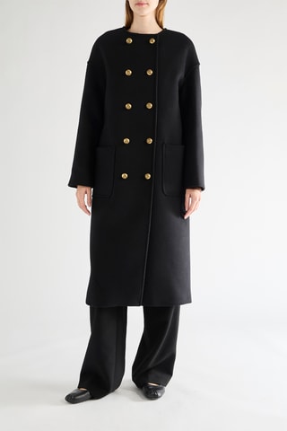 Sobretudo em lã virgem - Preto