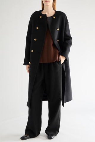 Sobretudo em lã virgem - Preto