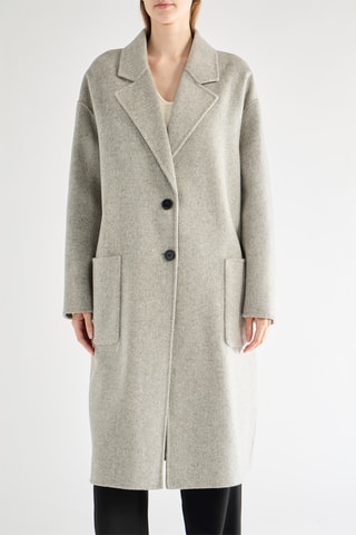 Sobretudo em lã - Cinzento-claro