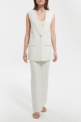 Casaco de lã virgem sem mangas - Cru