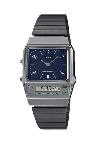 Stalen Quartz Horloge Casio Collection - Chronometer - Zwart en Grijs